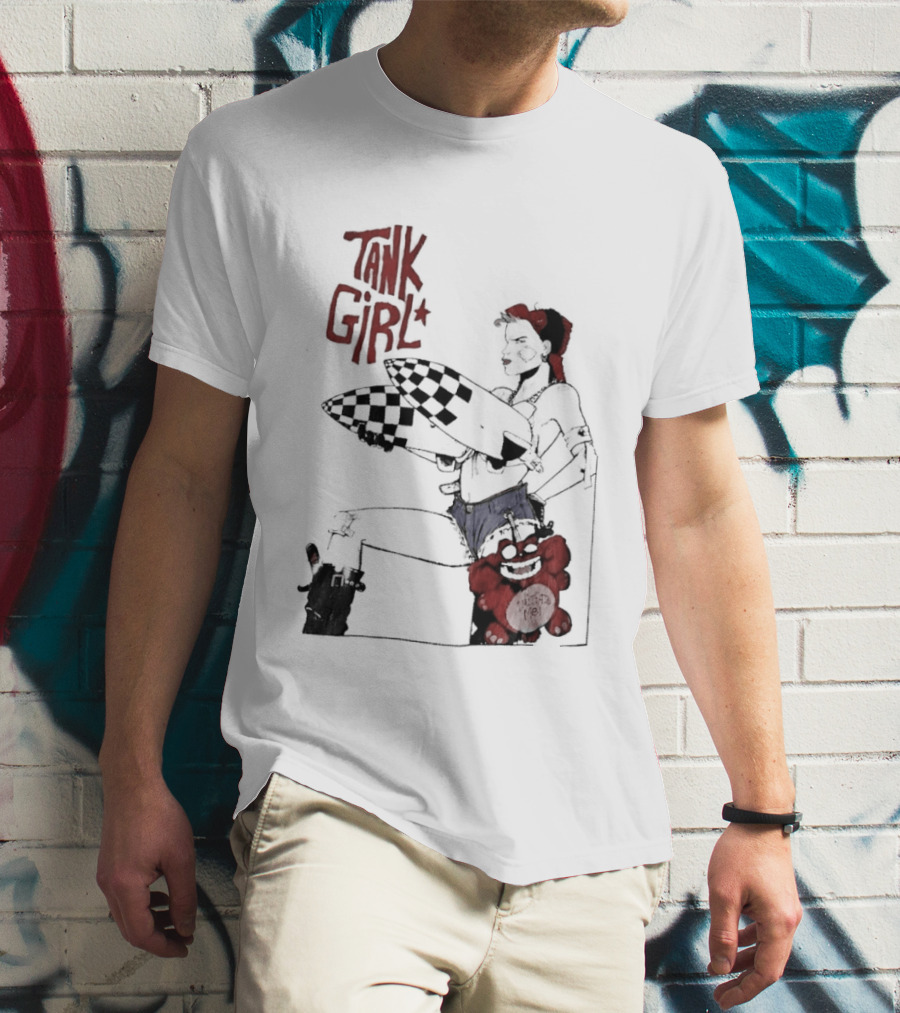 Tank Girl Checkered Missiles Red Text With Plush Toy T-Shirt
