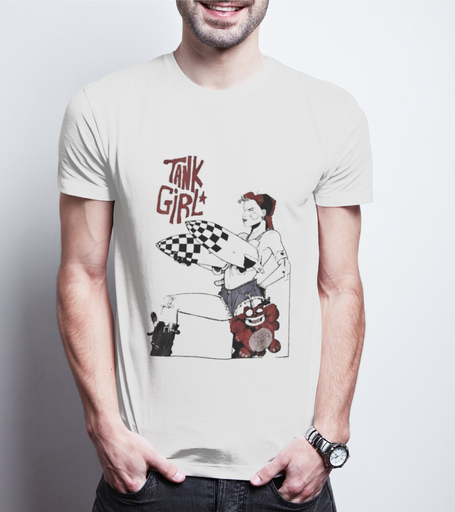 Tank Girl Checkered Missiles Red Text With Plush Toy T-Shirt