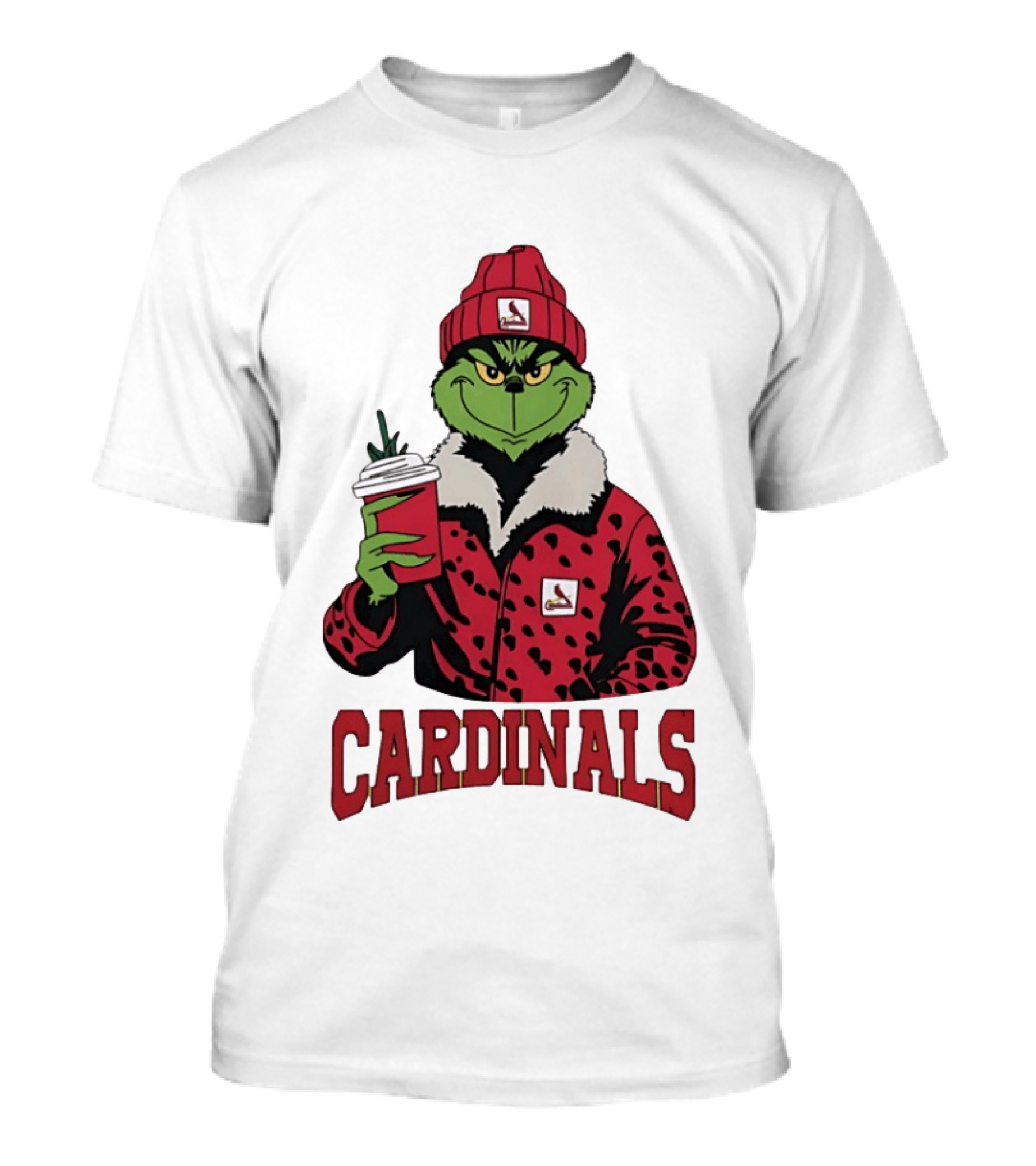The Grinch In St Louis Cardinals Jacket With Coffee Christmas T-Shirt