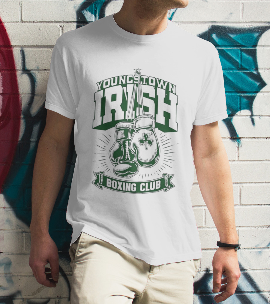 Youngstown Irish Boxing Club Gloves And Shamrock T-Shirt