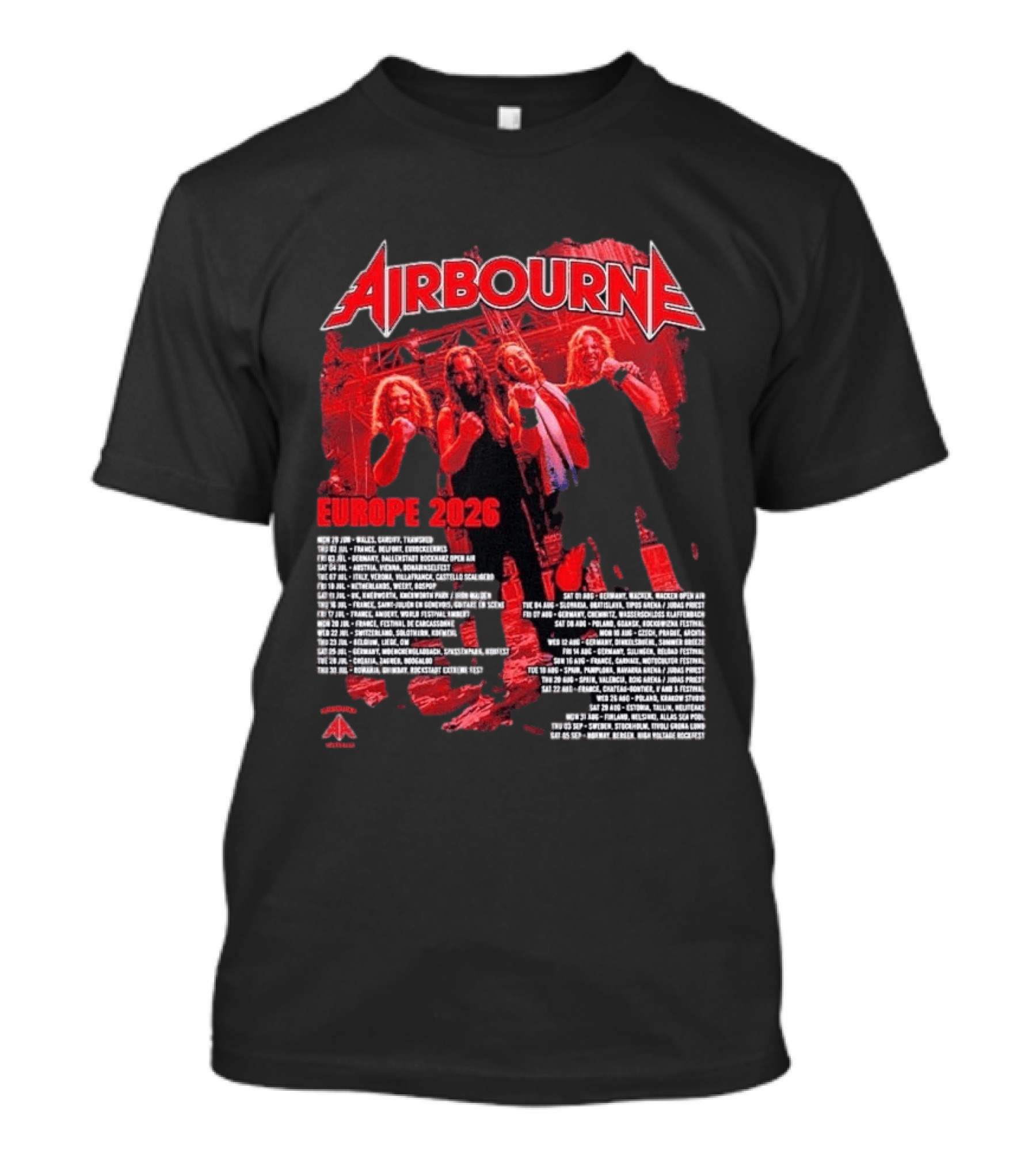 Airbourne Get Gutsy Europe 2026 Tour Dates And Cities T-Shirt
