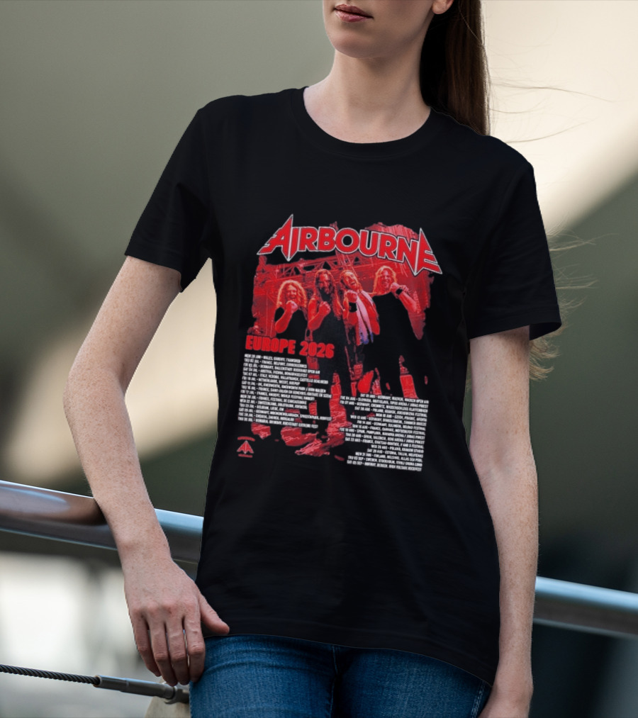 Airbourne Get Gutsy Europe 2026 Tour Dates And Cities T-Shirt