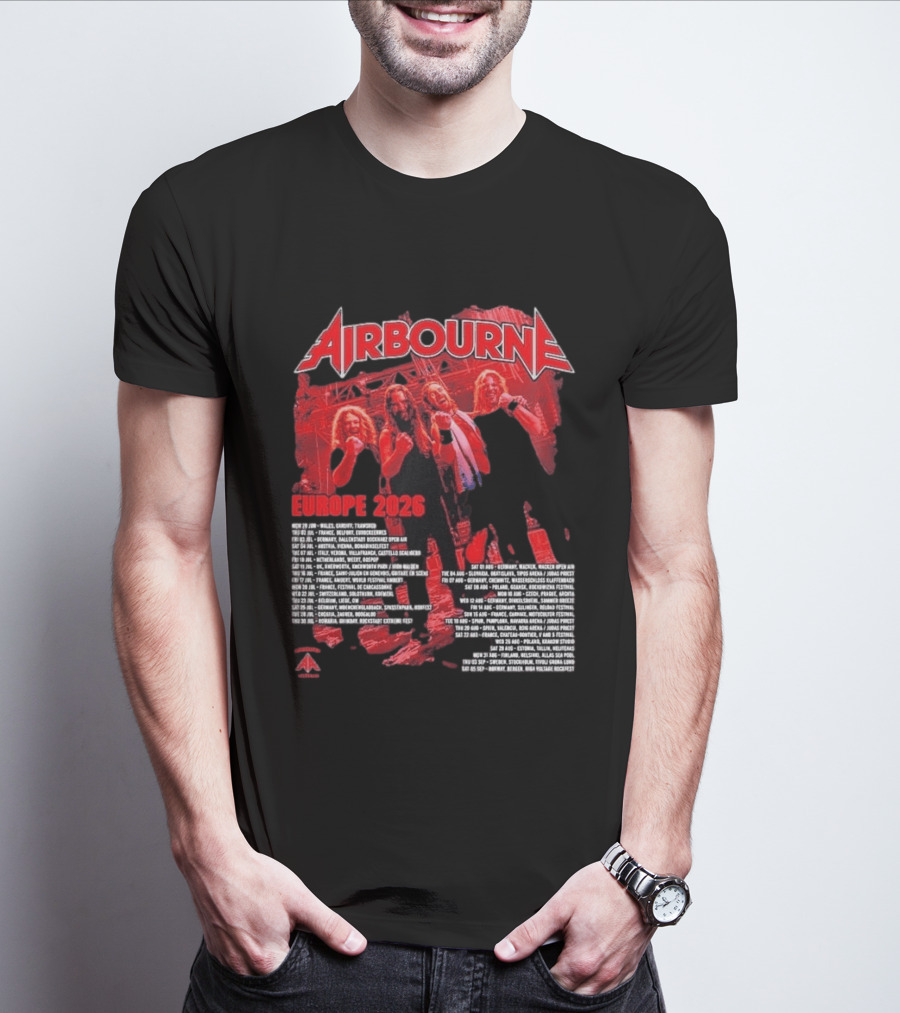 Airbourne Get Gutsy Europe 2026 Tour Dates And Cities T-Shirt