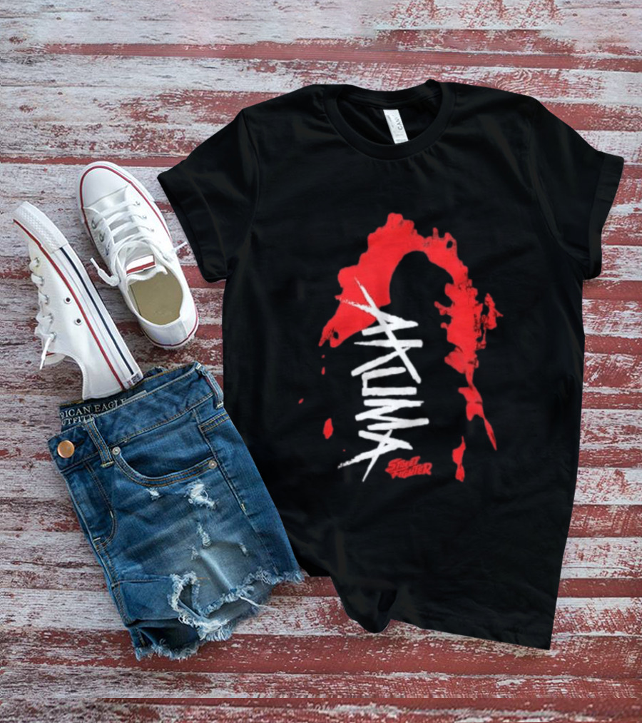 Akuma Street Fighter Red And White Brushstroke T-Shirt