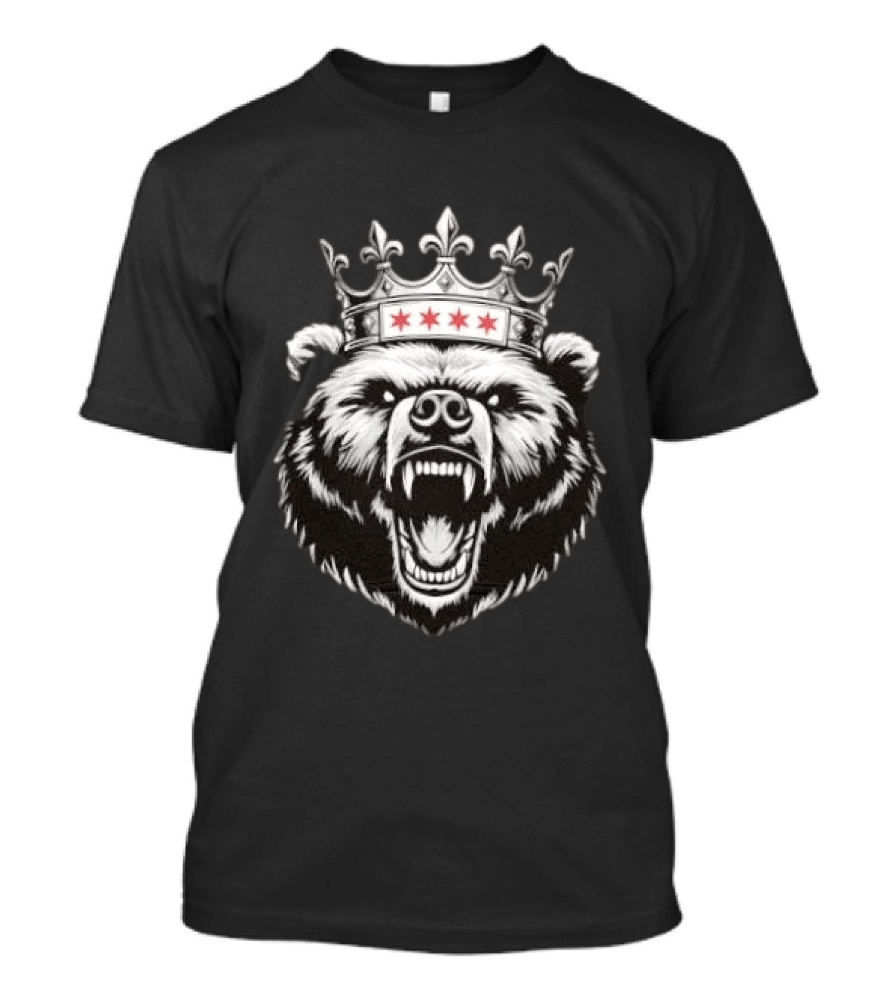 Chicago Bear Crown Four Stars Fleur De Lis T-Shirt