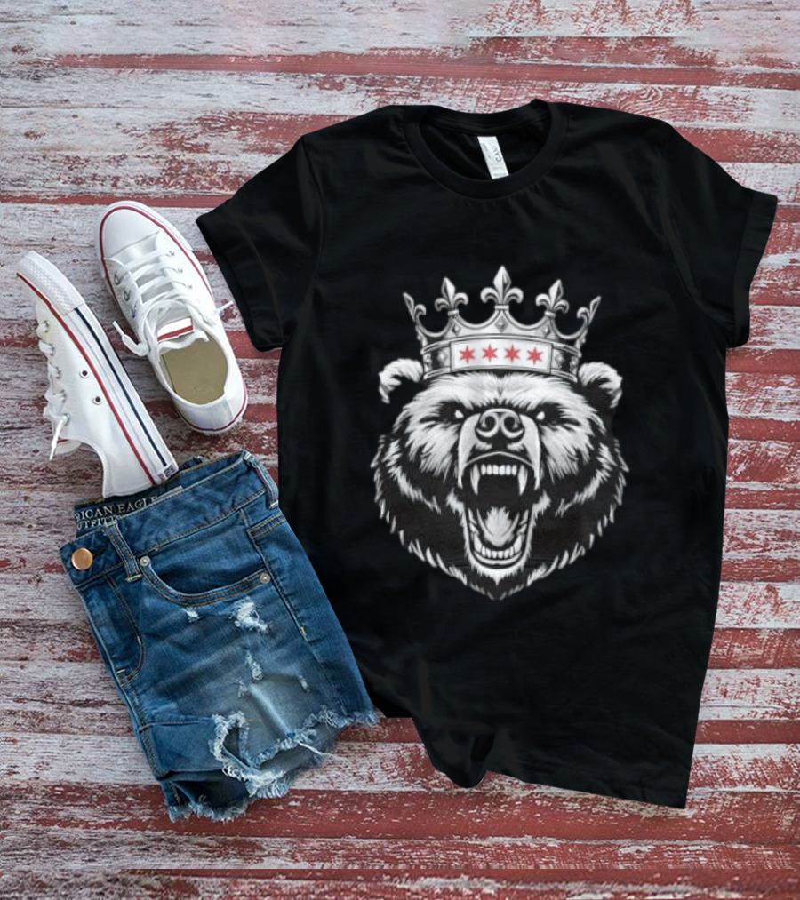 Chicago Bear Crown Four Stars Fleur De Lis T-Shirt