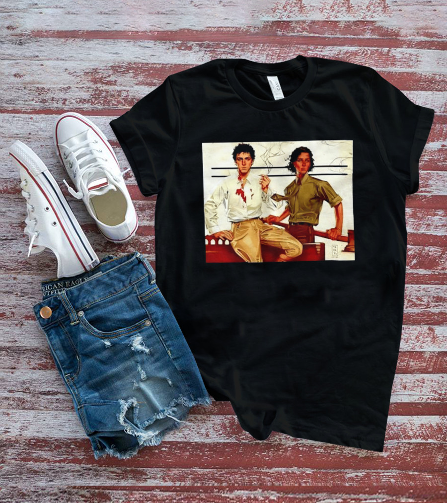 JAPH Two Men Smoking With Bloodstain T-Shirt