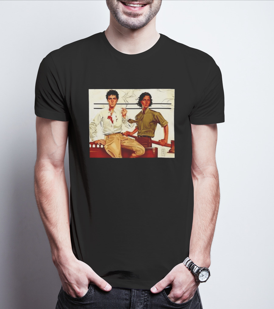 JAPH Two Men Smoking With Bloodstain T-Shirt