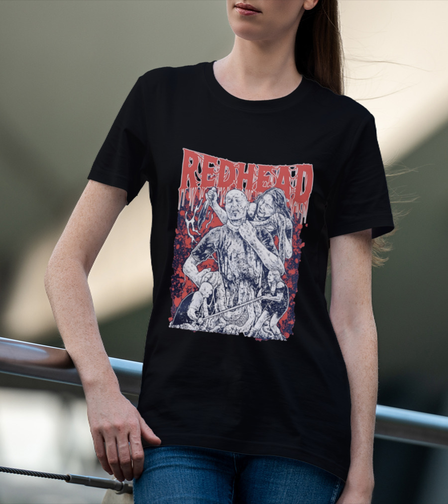 Red Head Horror Gruesome Comic Style Bloodied Figures T-Shirt
