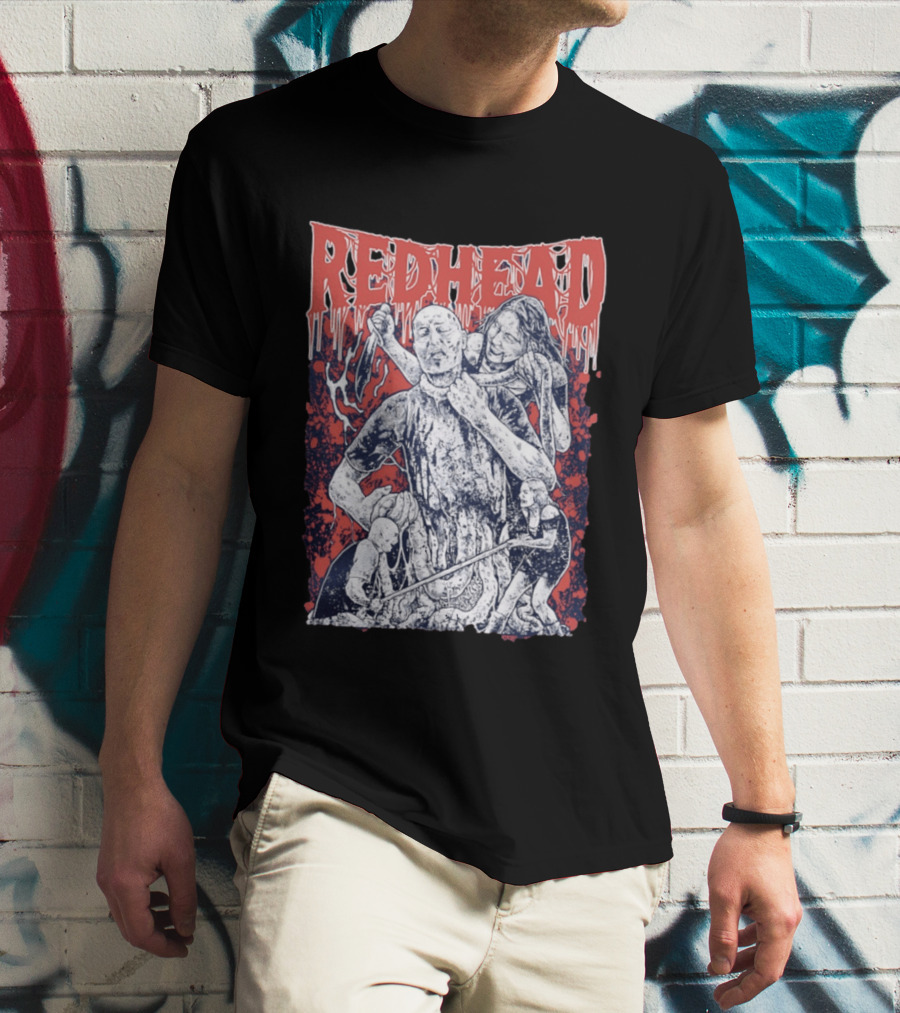 Red Head Horror Gruesome Comic Style Bloodied Figures T-Shirt