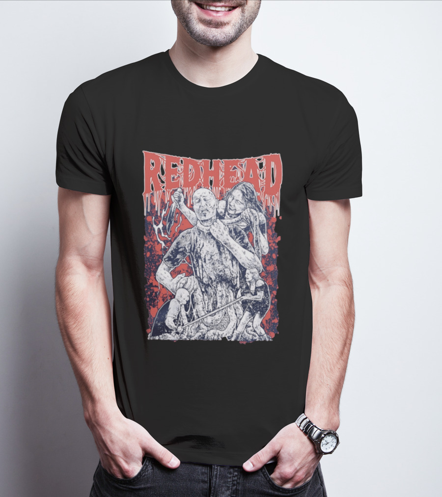 Red Head Horror Gruesome Comic Style Bloodied Figures T-Shirt