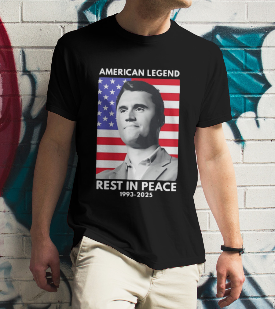 American Legend Rest In Peace Charlie Kirk 1993 2025 USA Flag T-Shirt