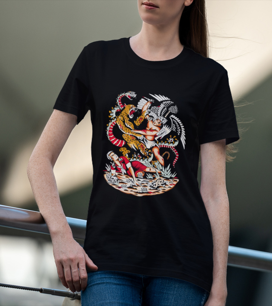 Doomsday Battle Angel Versus Mythical Beast In Combat Scene T-Shirt