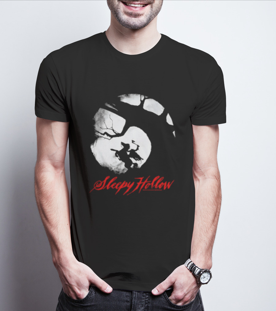 Sleepy Hollow Red Lettering Crescent Moon T-Shirt