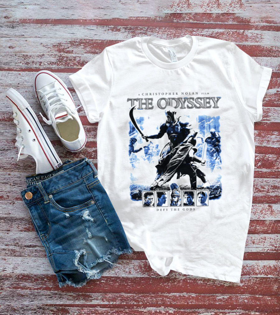 A Christopher Nolan Film The Odyssey Defy The Gods Movie Epic Adventure T-Shirt