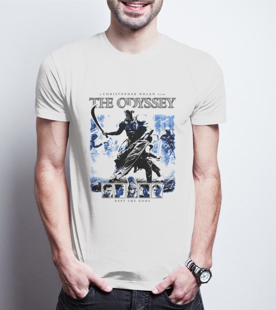A Christopher Nolan Film The Odyssey Defy The Gods Movie Epic Adventure T-Shirt