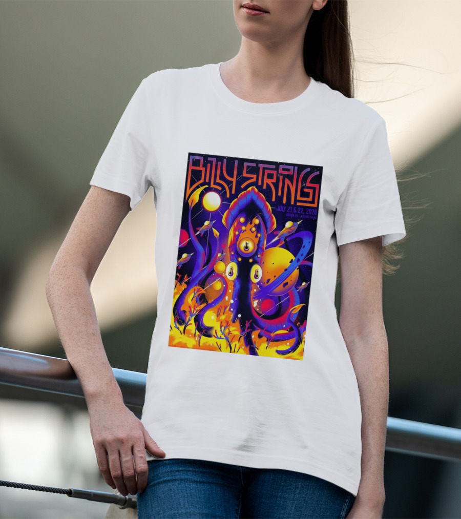 Billy Strings Boston MA July 21 22 2026 Live Agganis Arena Event Psychedelic Cosmic Squid T-Shirt