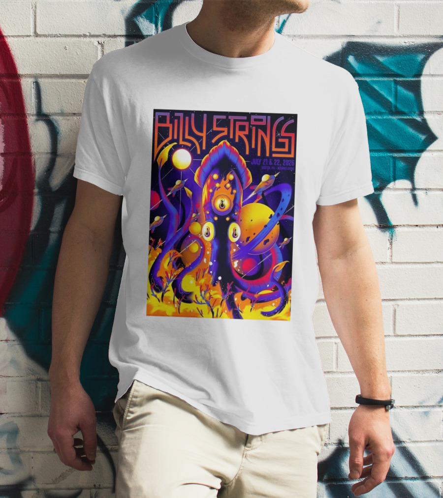 Billy Strings Boston MA July 21 22 2026 Live Agganis Arena Event Psychedelic Cosmic Squid T-Shirt