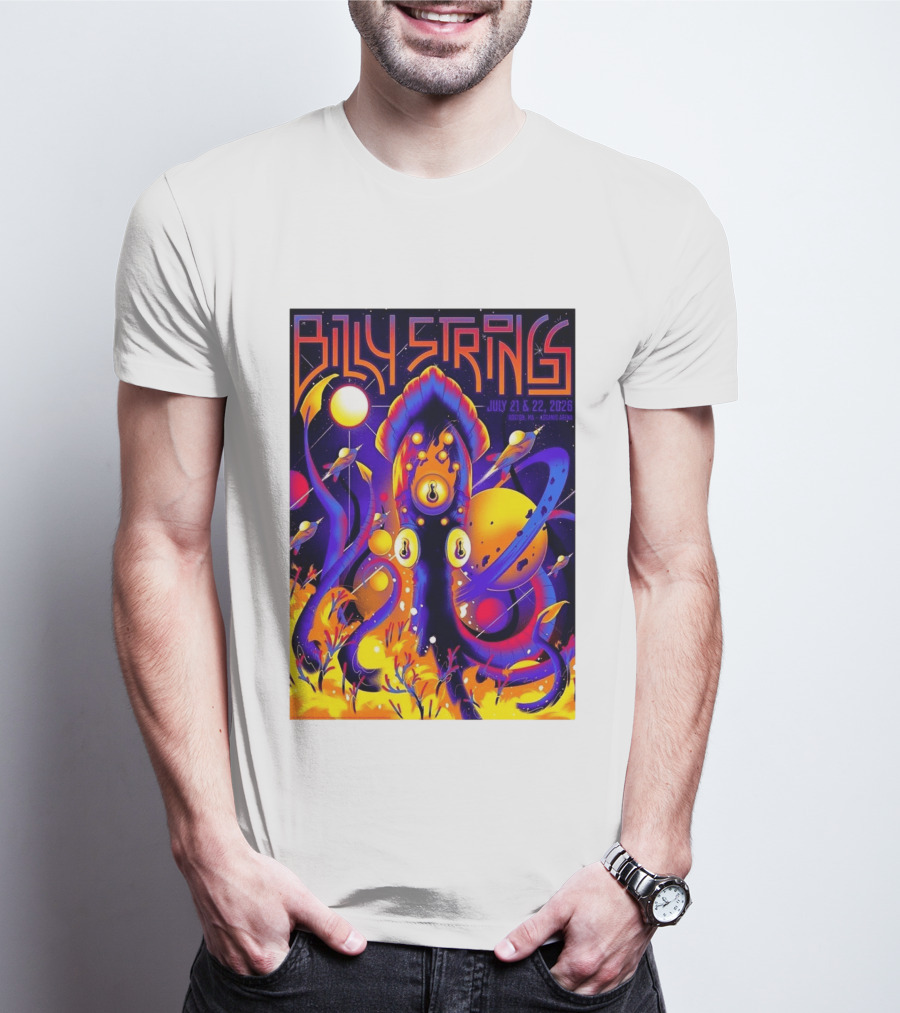 Billy Strings Boston MA July 21 22 2026 Live Agganis Arena Event Psychedelic Cosmic Squid T-Shirt
