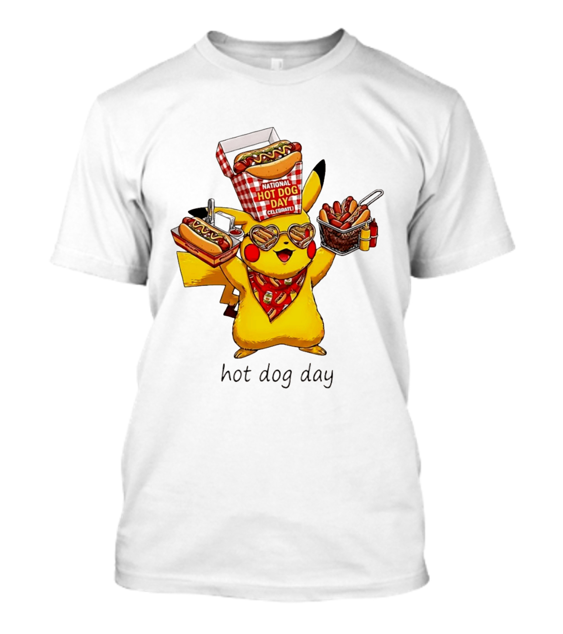 National Hot Dog Day Pikachu Heart Sunglasses Celebrate T-Shirt