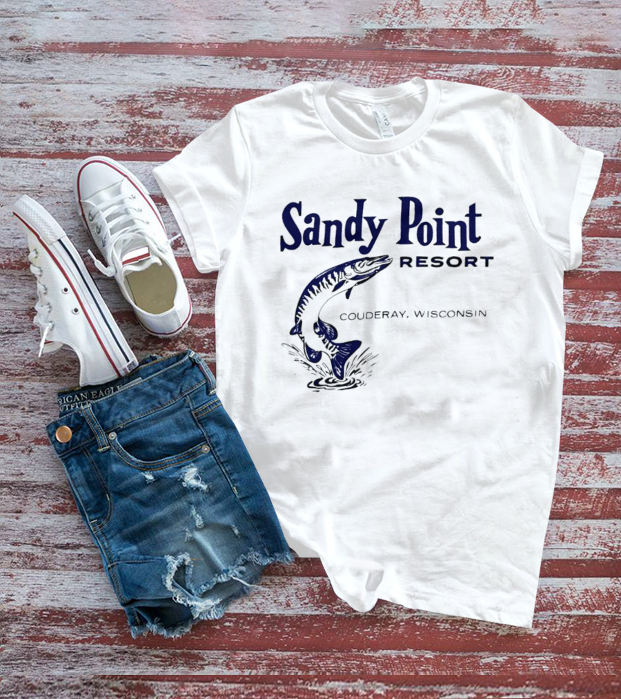 Sandy Point Resort Couderay Wisconsin Jumping Fish T-Shirt