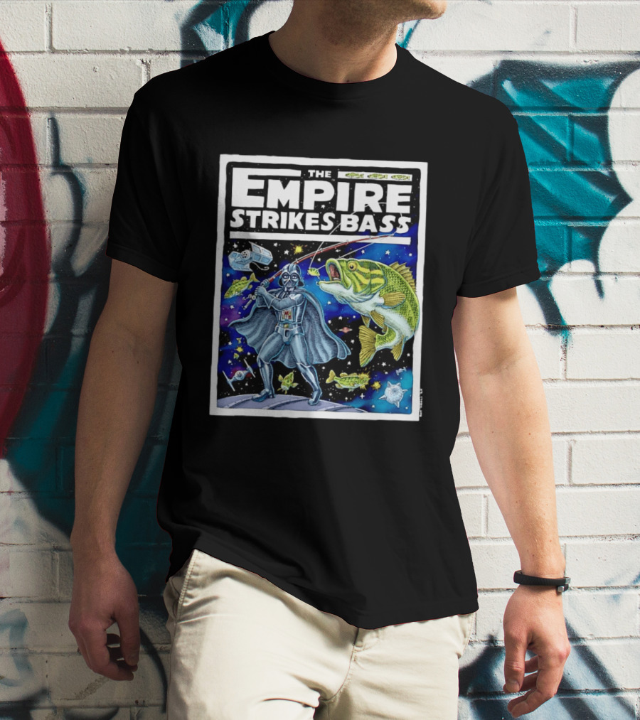 The Empire Strikes Bass Darth Vader Fishing Space Adventure T-Shirt