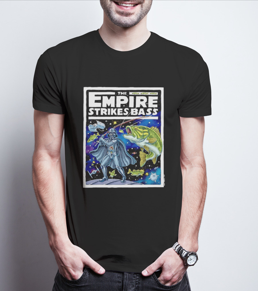 The Empire Strikes Bass Darth Vader Fishing Space Adventure T-Shirt