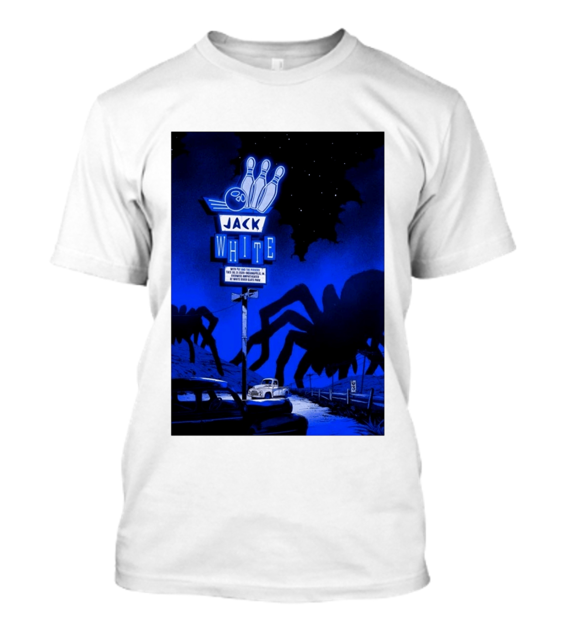 Jack White Indianapolis IN 2026 Everwise Amphitheater Event With Spiders And Bowling Sign T-Shirt