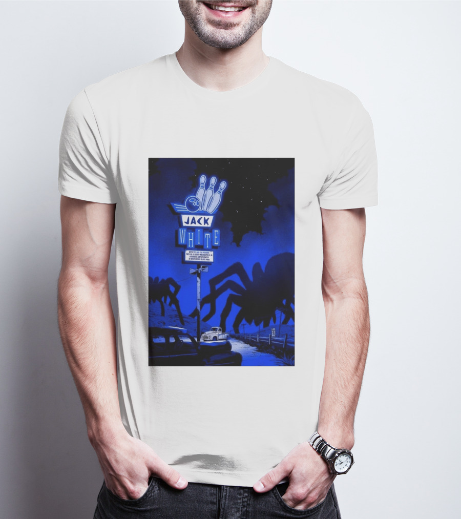 Jack White Indianapolis IN 2026 Everwise Amphitheater Event With Spiders And Bowling Sign T-Shirt