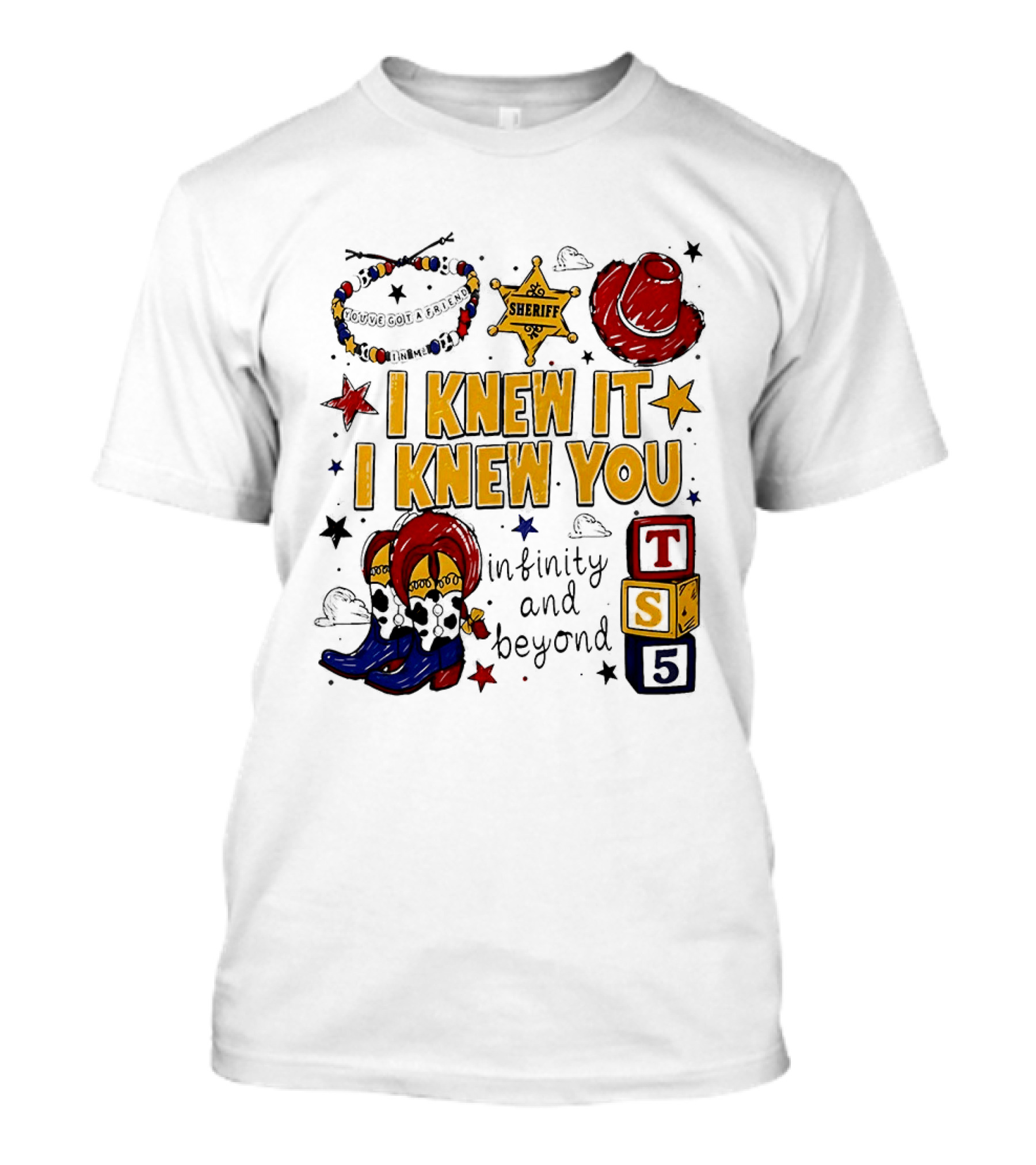 Woody Buzz Lightyear Sheriff Infinity And Beyond Blocks T-Shirt