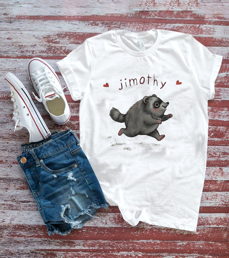 Jimothy Raccoon Cute Cartoon Character With Hearts T-Shirt