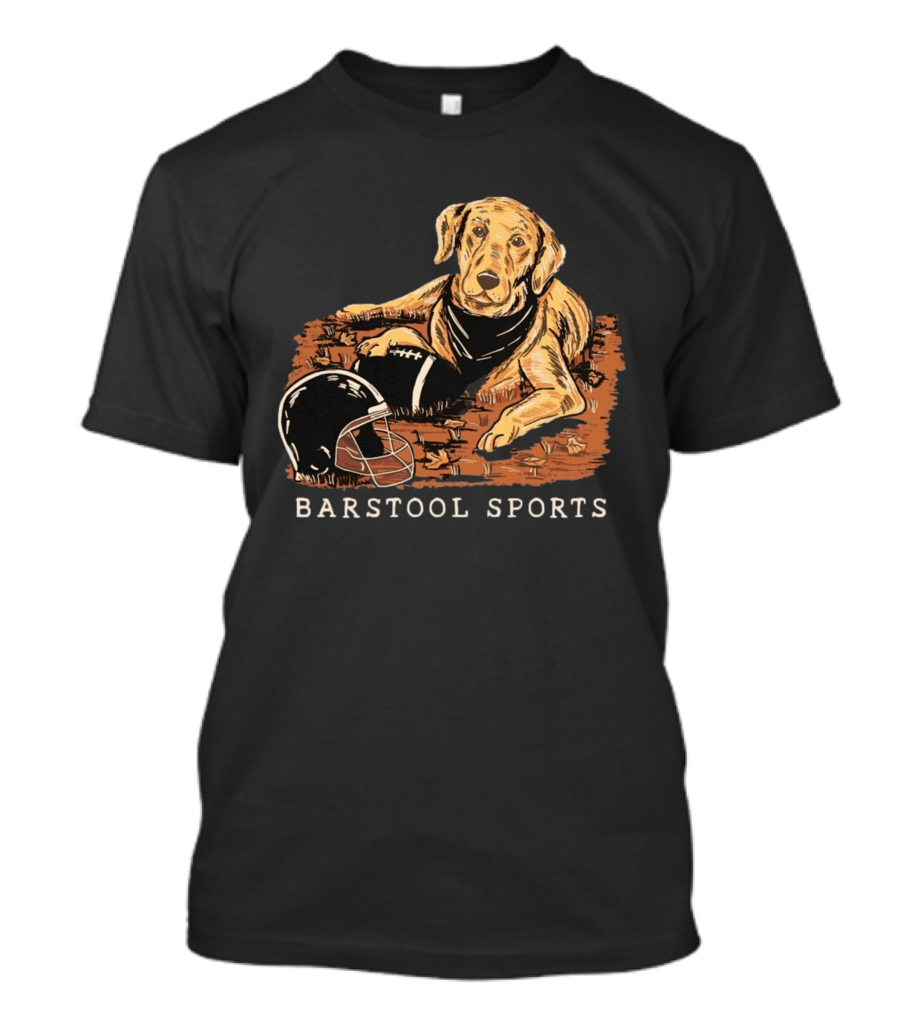 Barstool Sports Fall Football Dog With Helmet And Leaves T-Shirt