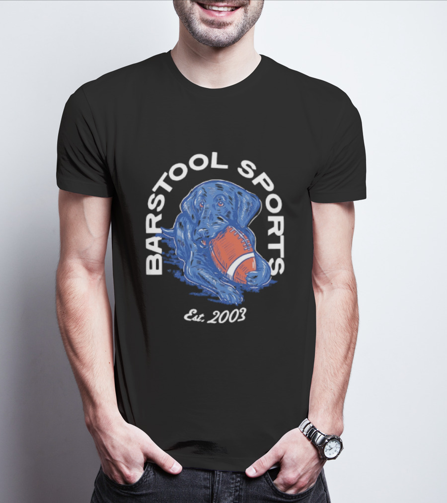 Barstool Sports Est. 2003 Black Labrador With Football T-Shirt