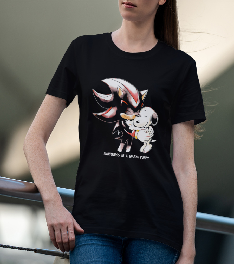 Happiness Is A Warm Puppy Shadow The Hedgehog Embrace T-Shirt