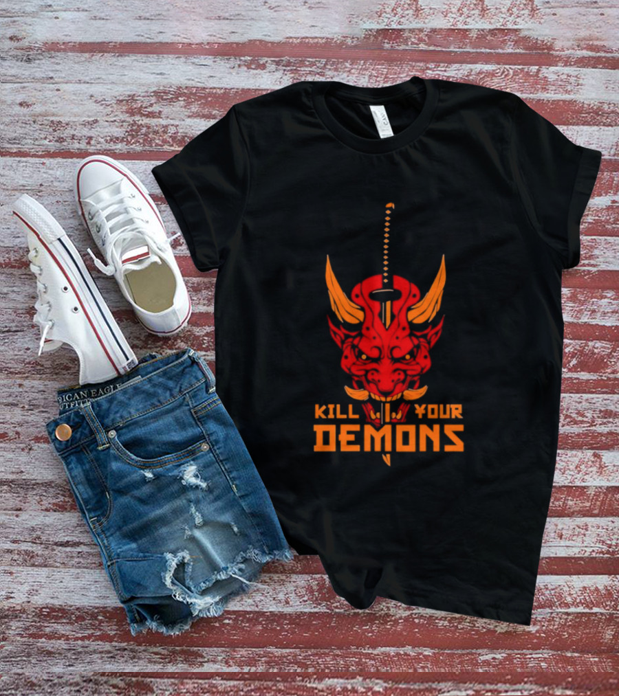 Kill Your Demons Oni Mask Samurai Sword T-Shirt
