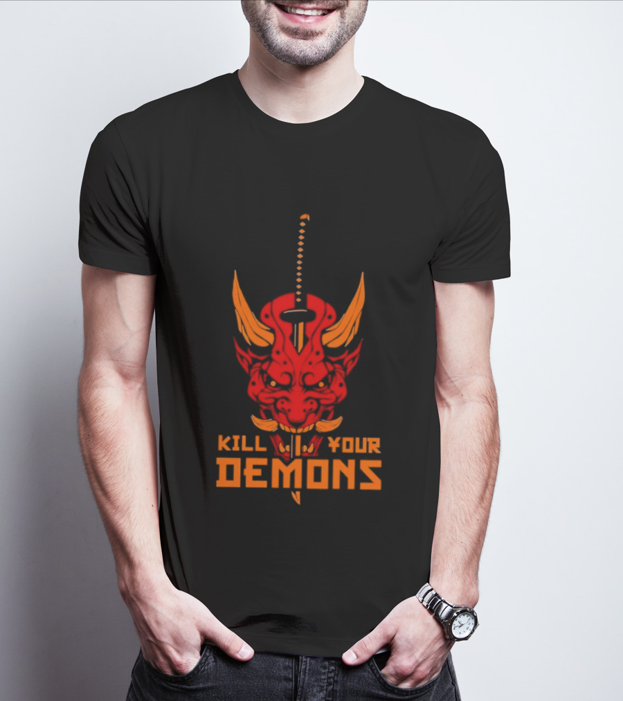 Kill Your Demons Oni Mask Samurai Sword T-Shirt