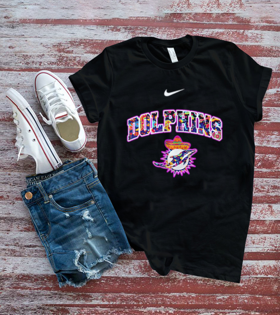 Nike Dolphins Hispanic Heritage Fiesta Florals Sombrero T-Shirt