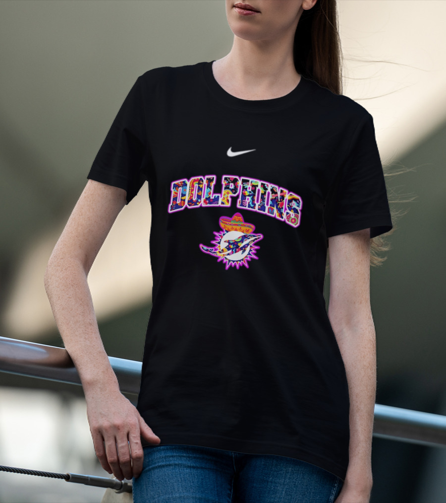 Nike Dolphins Hispanic Heritage Fiesta Florals Sombrero T-Shirt