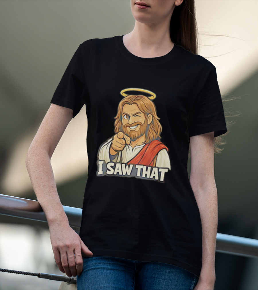 Jesus Winking Pointing I Saw That Halo Robe T-Shirt