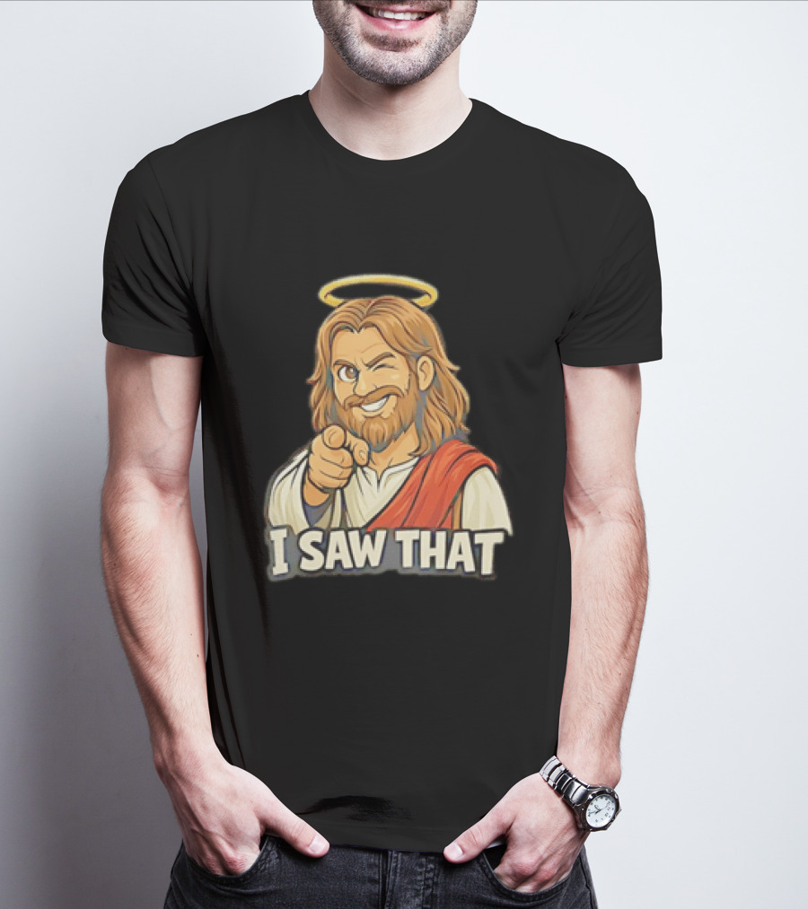 Jesus Winking Pointing I Saw That Halo Robe T-Shirt