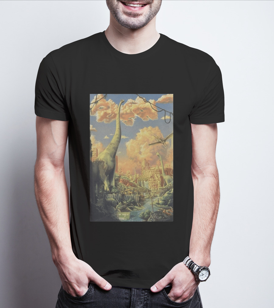 Phish July 21 2026 Syracuse New York Dinosaurs Cityscape T-Shirt
