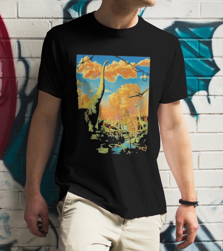 Phish Syracuse NY July 21 2026 St Joseph Health Amphitheatre Dinosaur Cityscape T-Shirt