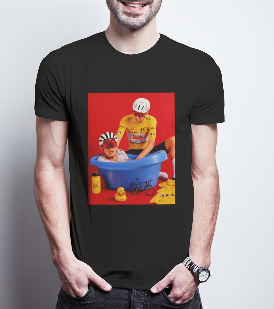 Tadej Pogačar Isaac Del Toro LCL UAE Team 2026 Cycling Bath Scene T-Shirt