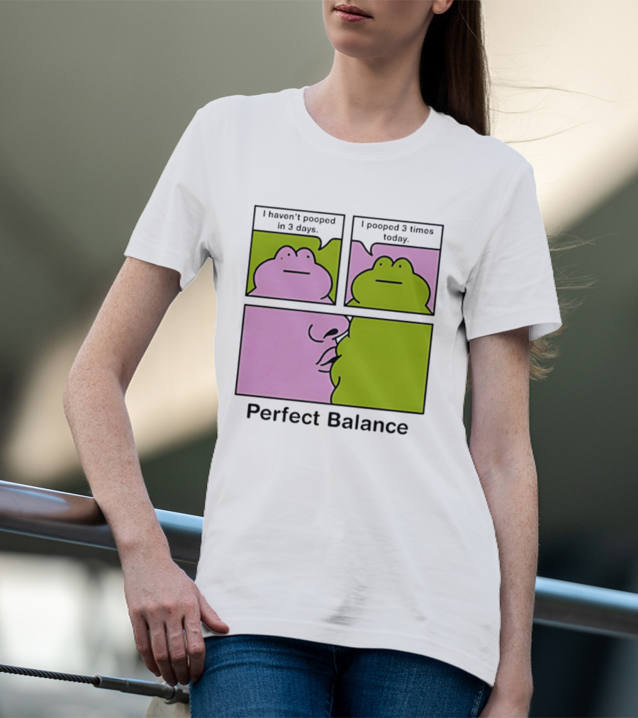 Perfect Balance Frog Meme I Haven't Pooped In 3 Days Pooped 3 Times Today T-Shirt