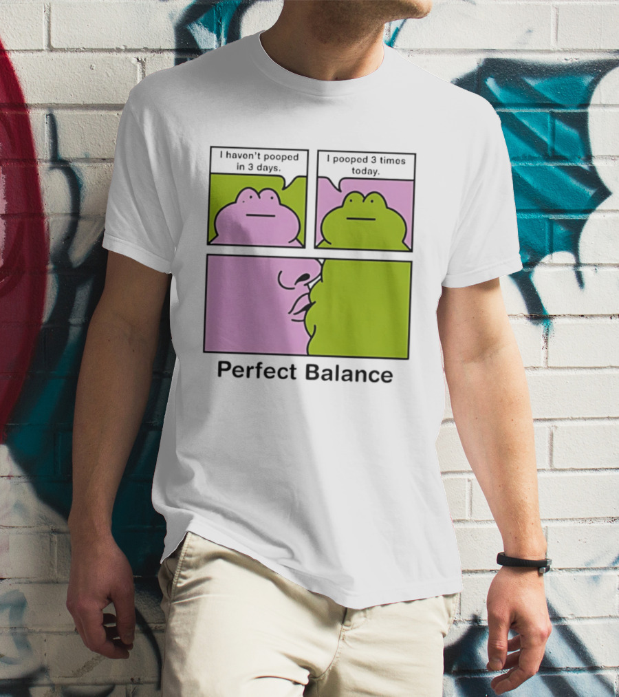 Perfect Balance Frog Meme I Haven't Pooped In 3 Days Pooped 3 Times Today T-Shirt