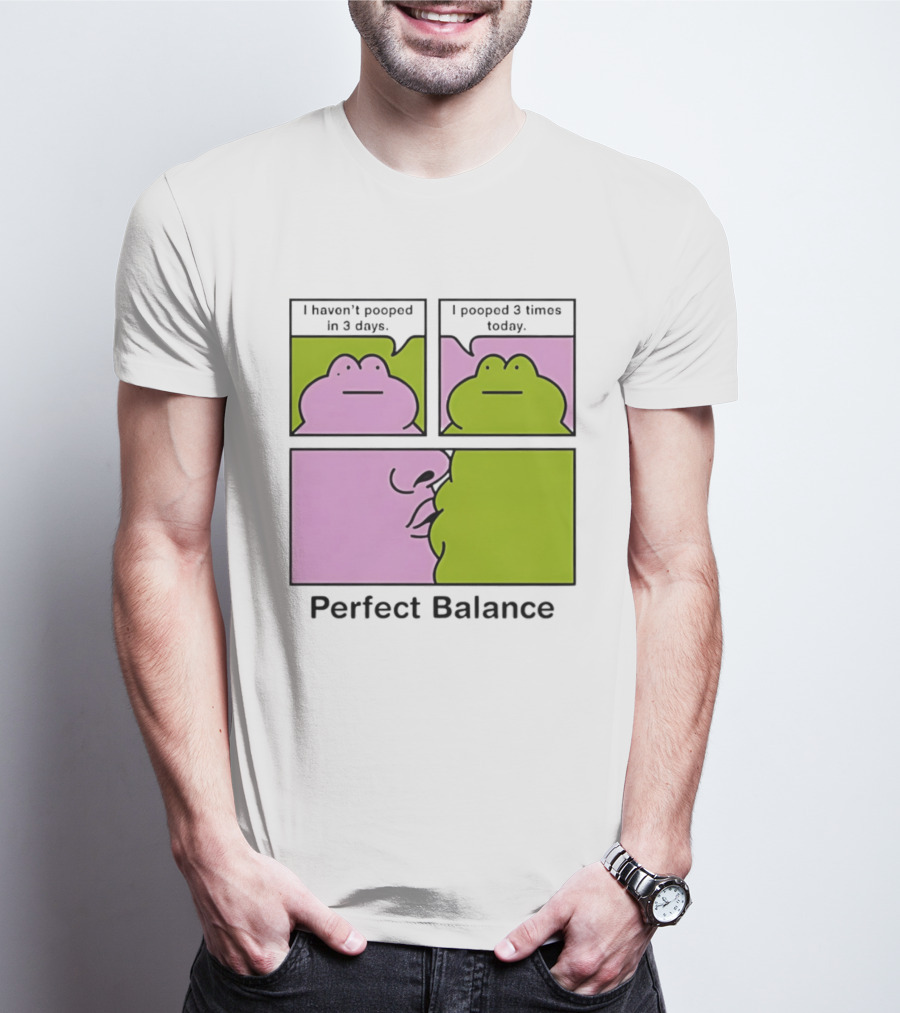Perfect Balance Frog Meme I Haven't Pooped In 3 Days Pooped 3 Times Today T-Shirt