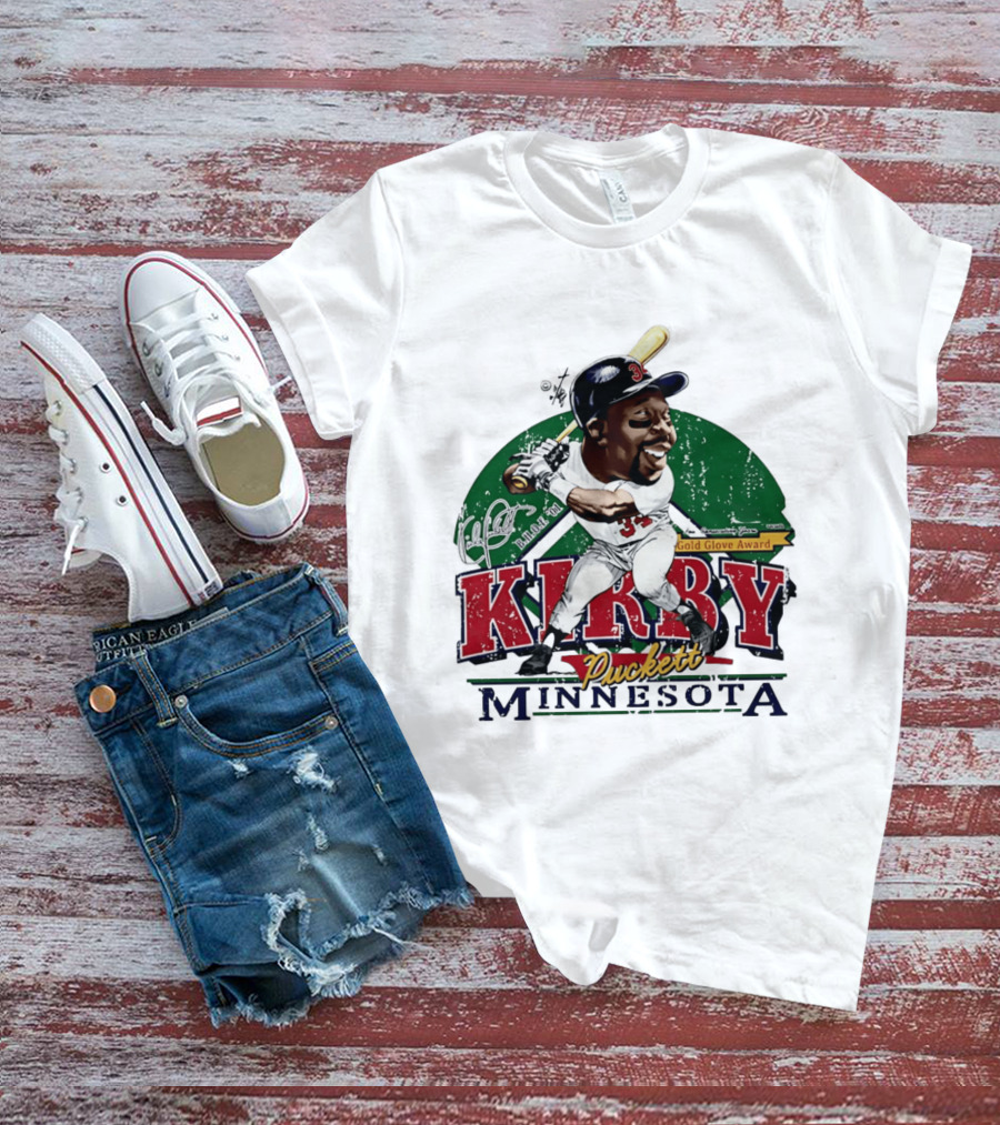 Kirby Puckett Minnesota Gold Glove Award Bruce Stark Collection T-Shirt