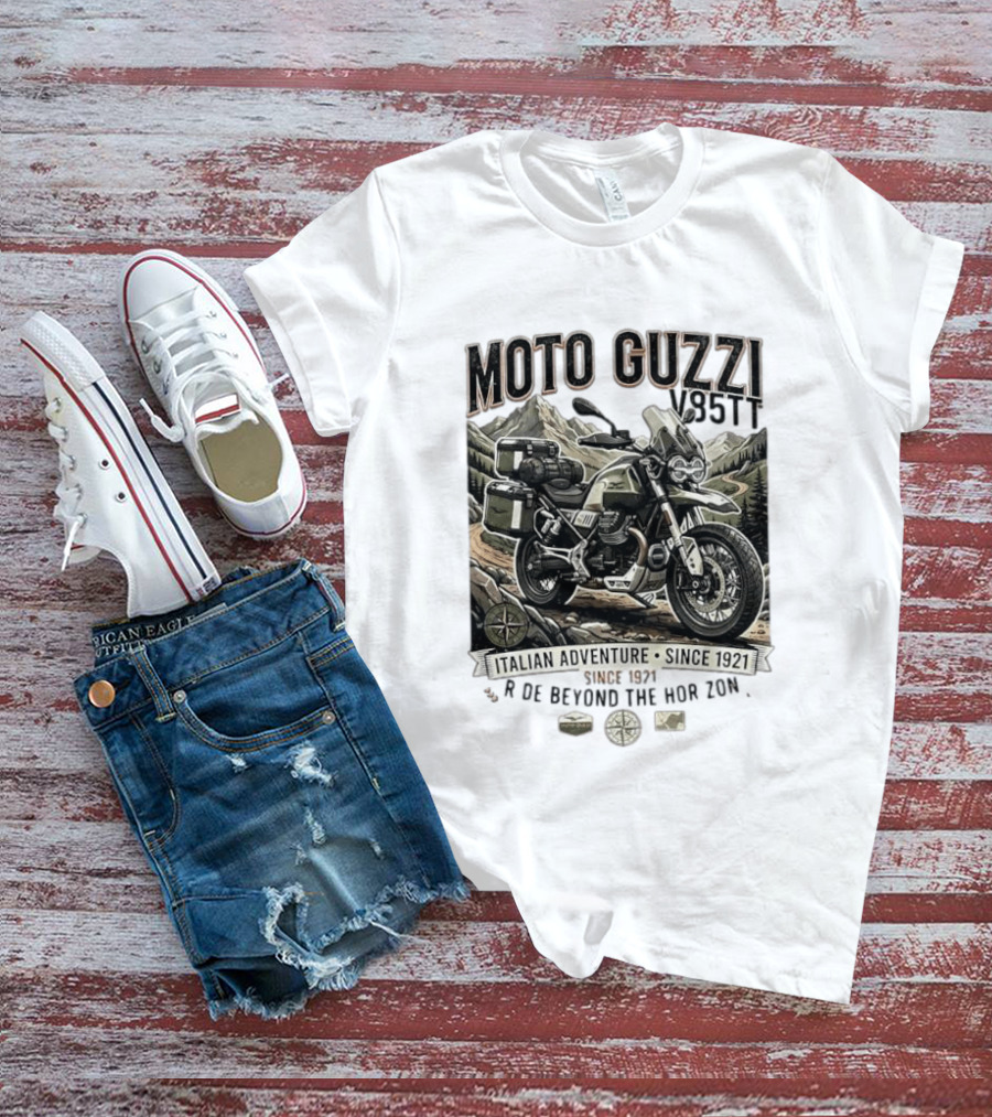 Moto Guzzi V85TT Italian Adventure Since 1921 Ride Beyond The Horizon T-Shirt