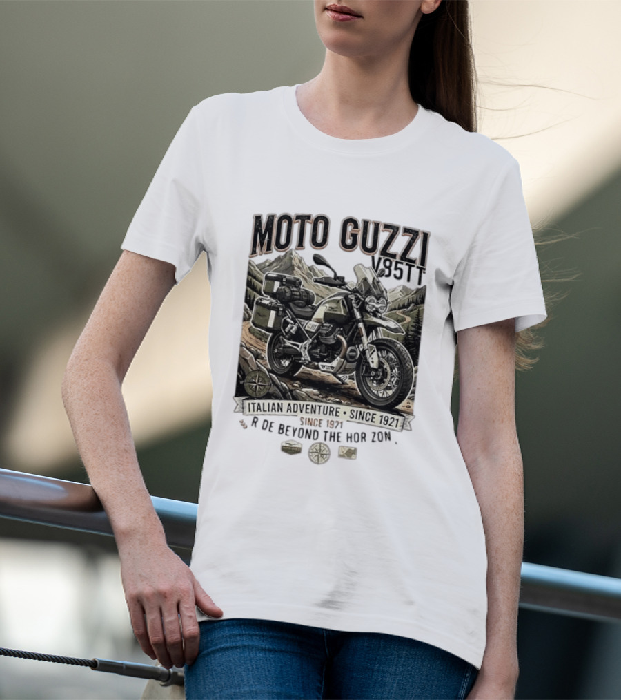 Moto Guzzi V85TT Italian Adventure Since 1921 Ride Beyond The Horizon T-Shirt