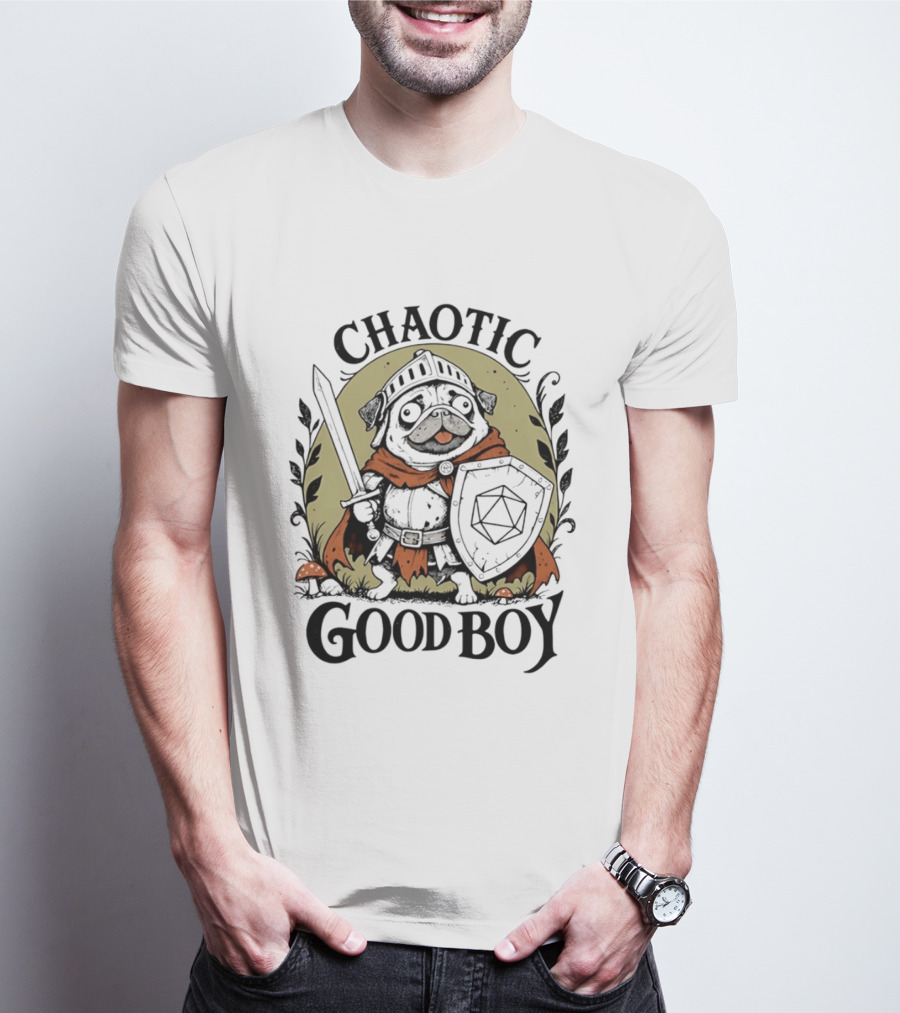 Chaotic Good Boy Pug Knight Dungeons And Dragons Adventure T-Shirt